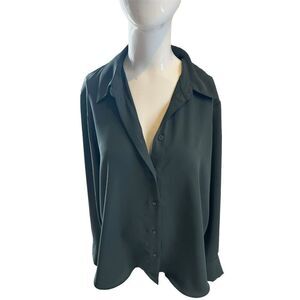 H&M Women’s Button Down Shirt Collared Sz L* Casual Top Gray